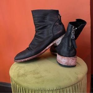 John Fluevog Black Ankle Boots with Back Zip